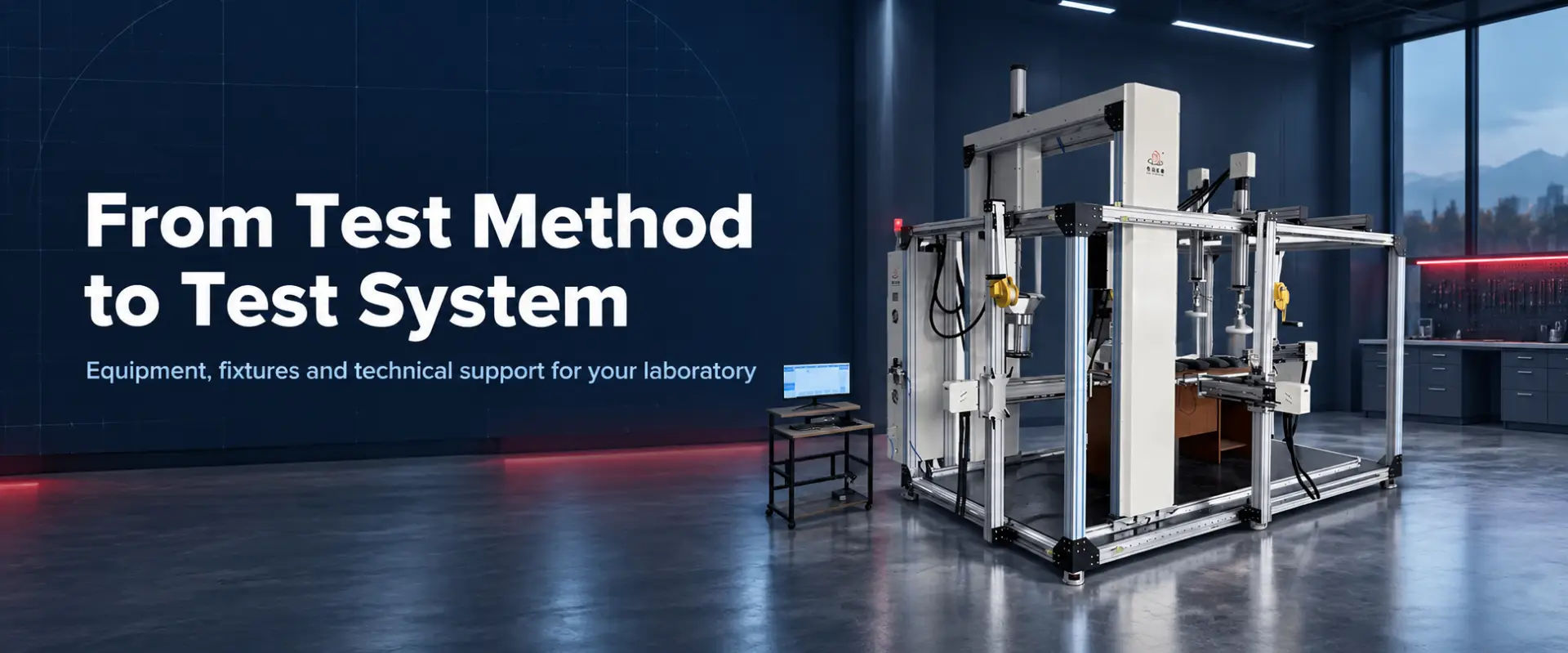 Table static load testing system configured for furniture laboratory testing