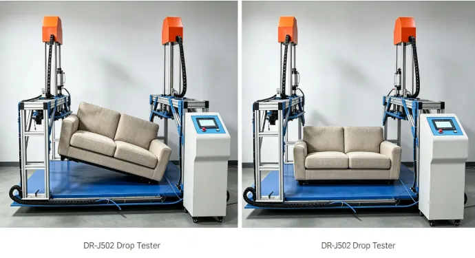 DR-J502 one-side and whole-sofa drop test modes for handling impact evaluation