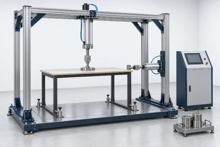 DR-J702 table stability tester with adjustable loading frame, PLC touchscreen and force measurement system